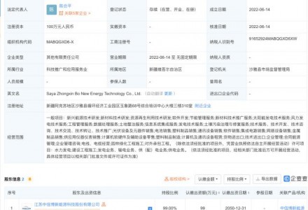 中信博投資成立新公司，經(jīng)營(yíng)范圍含集成電路銷售