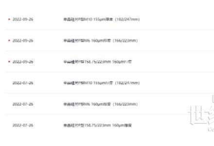 隆基公布10月硅片價格