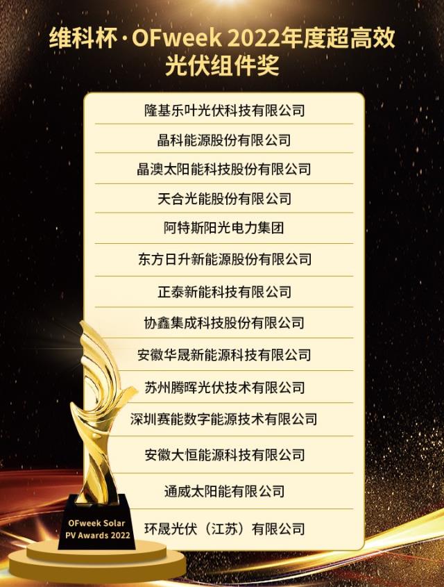 維科杯·OFweek 2022年度光伏行業(yè)獲獎(jiǎng)名單出爐！