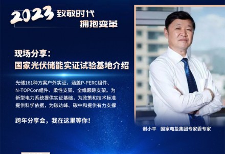 光能杯跨年分享會嘉賓謝小平:國家光伏儲能實證試驗基地介紹