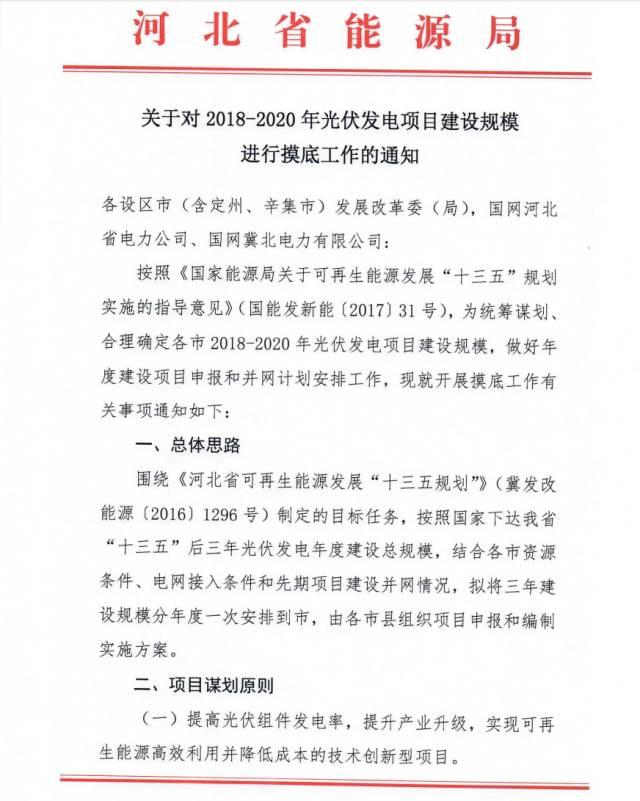 河北開始上報2018年項目名單，分配2019、2020年各地級市規模